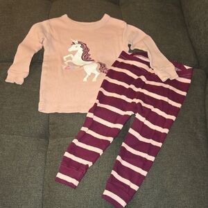 GAP Unicorn Pajama Set - Light Pink and Burgundy Stripes